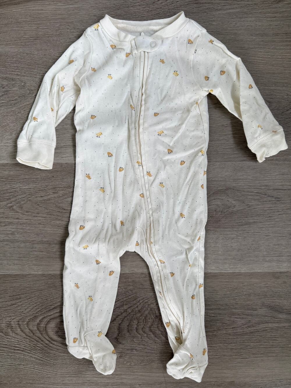 Carter's Baby Chick Print Zip Footed Sleeper Organic Cotton 9M Neutral Pajamas